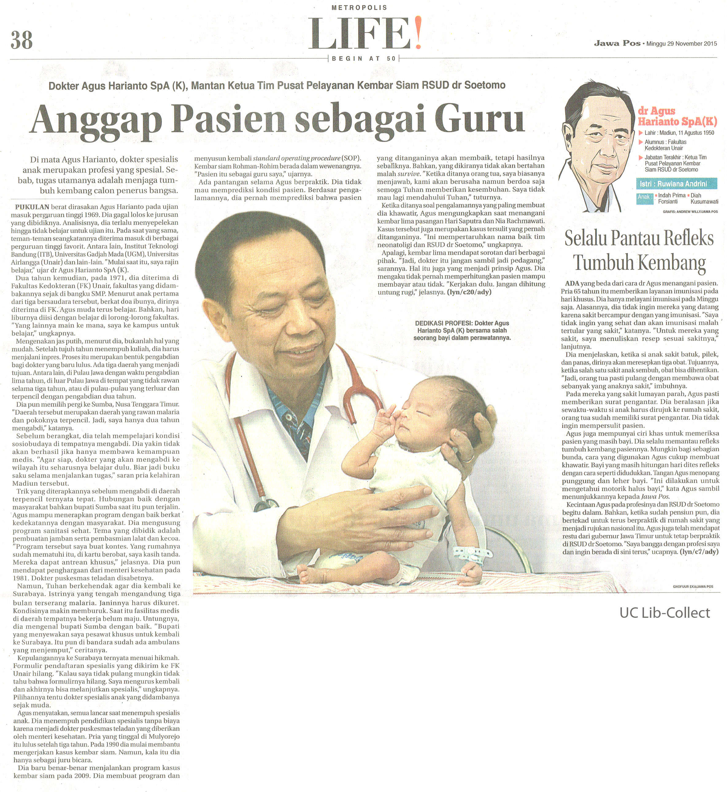 Anggap Pasien sebagai Guru Jawa Pos 29 November 2015 Hal 38