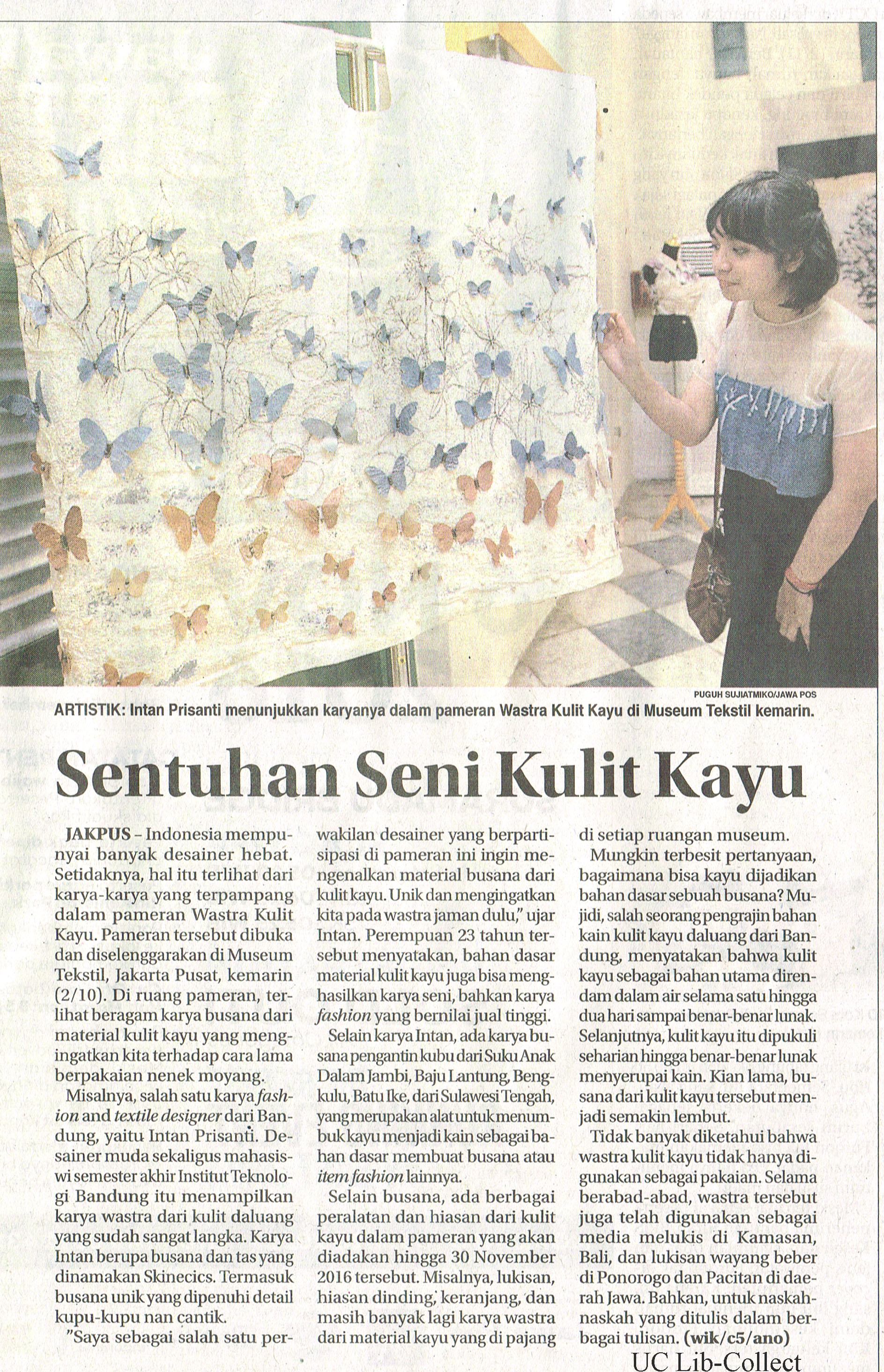 Sentuhan Seni Kulit Kayu.Jawa Pos.3 November 2016.Hal.9