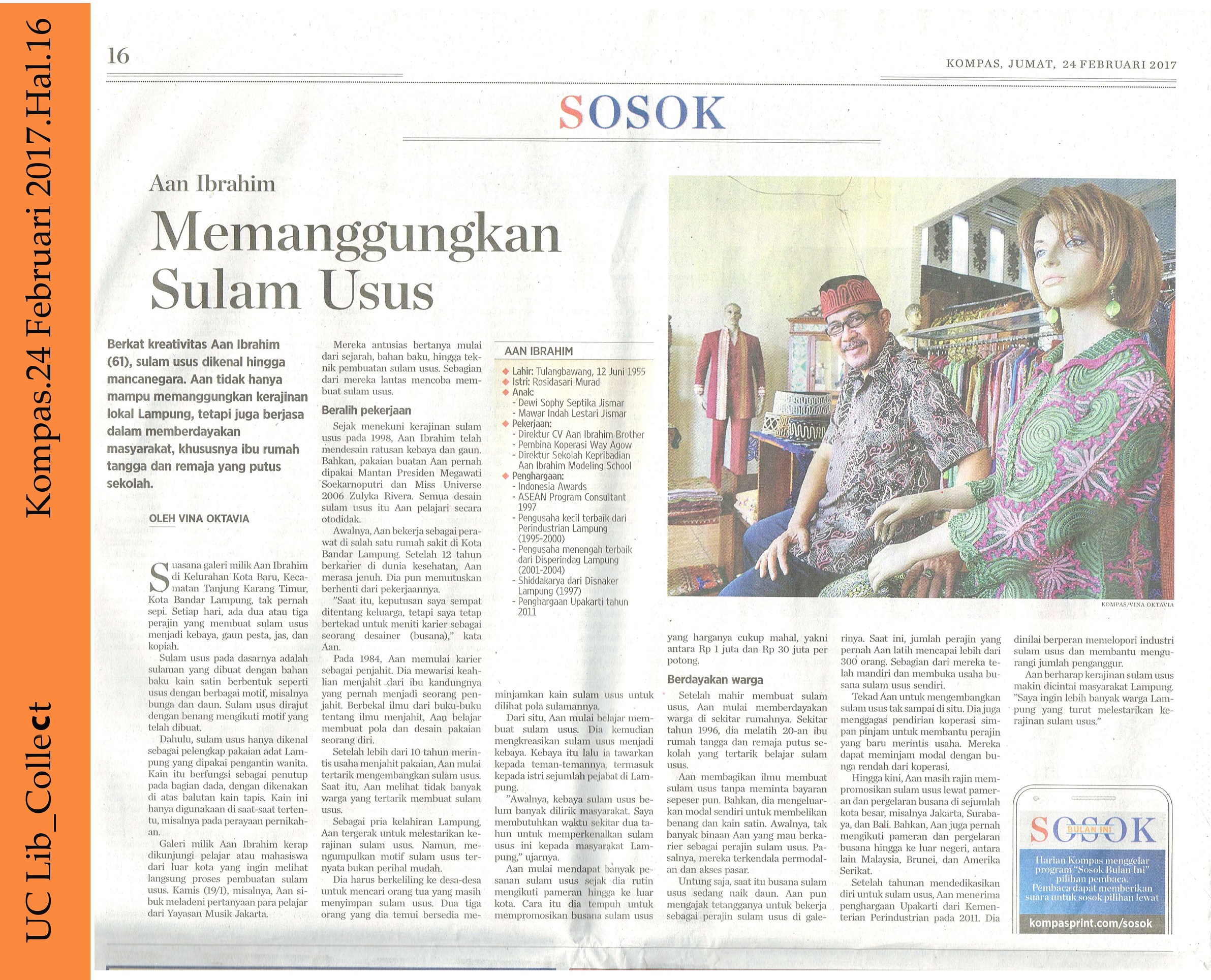 Aan Ibrahim_Memanggungkan Sulam Usus.Kompas.24 Februari 2017.Hal.16