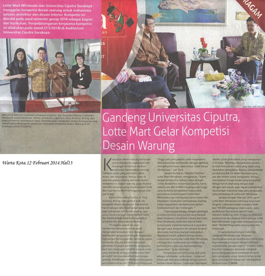 Warta Kota.12 Februari 2014.Hal.13