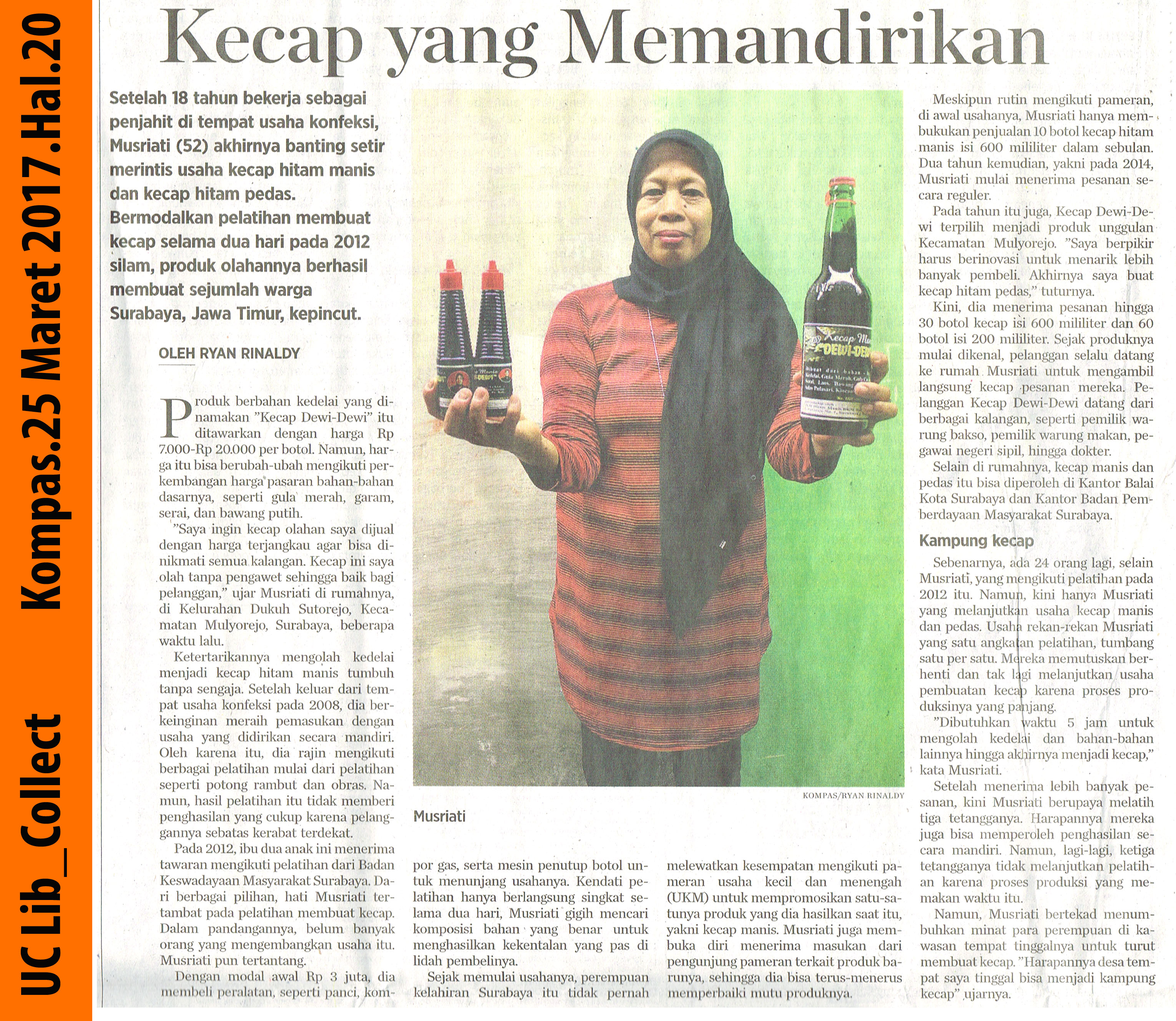 Kecap yang Memandirikan.Kompas.25 Maret 2017.Hal.20