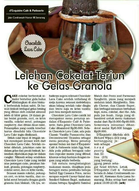 Lelehan Cokelat Terjun ke Gelas Granola. Alumni CBZ Richard Wijaya dan Elisa_ angkatan 2011. Tribun Jateng. 12 Februari 2017