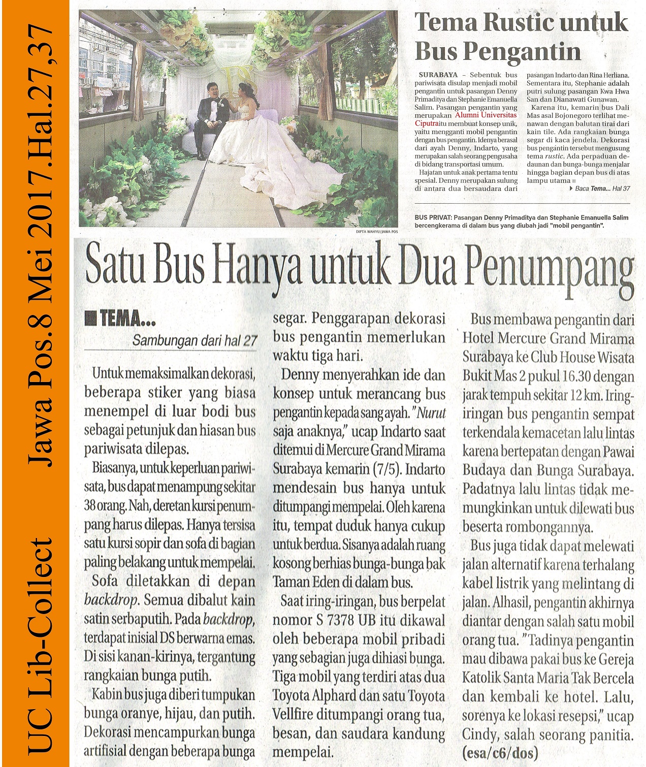 Tema Rustic untuk Bus Pengantin. Jawa Pos.8 Mei 2017.Hal.27,37