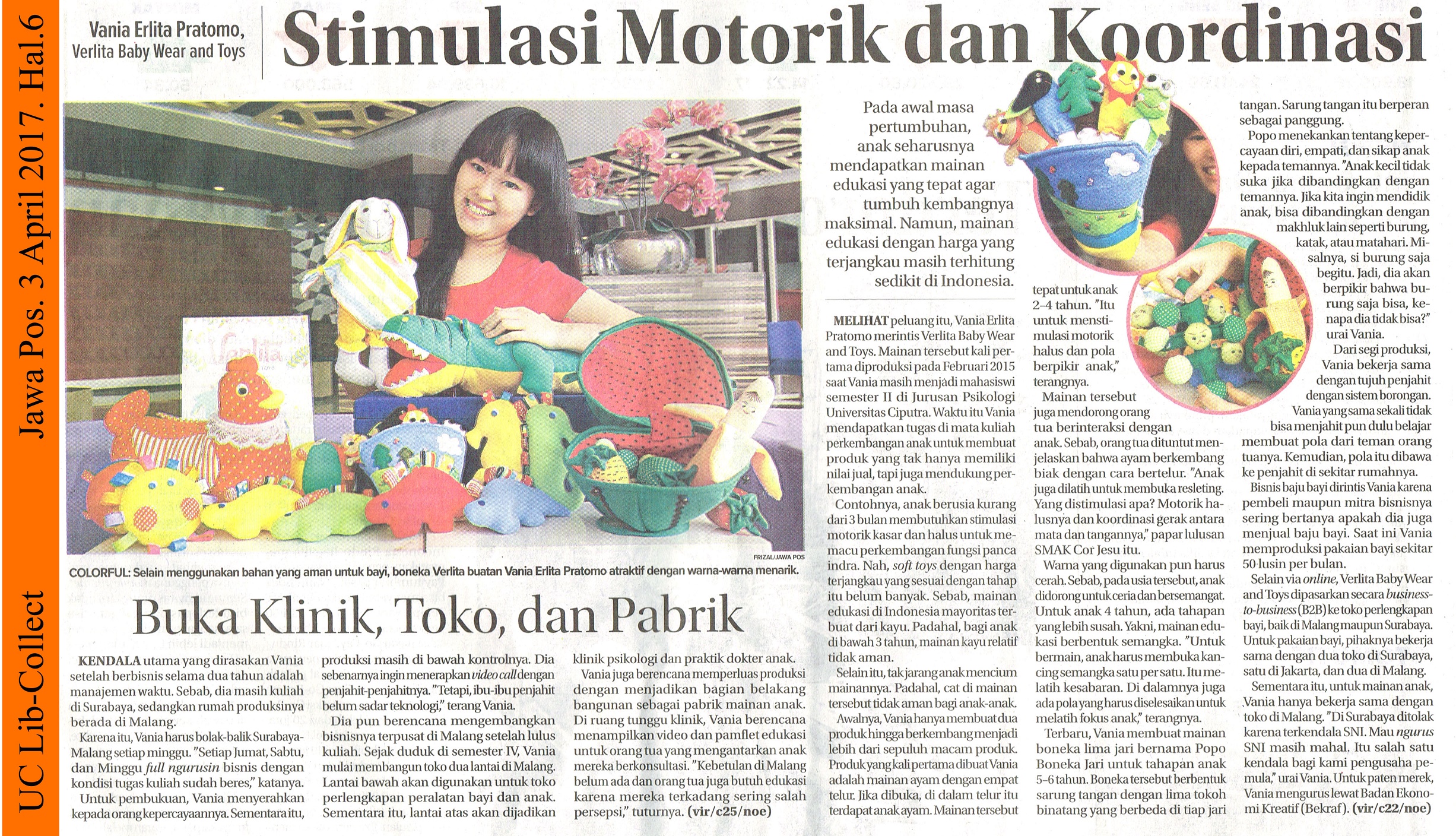 Vania Erlita Pratomo PSY Stimulasi Motorik dan Koordinasi Jawa Pos 3 April 2017