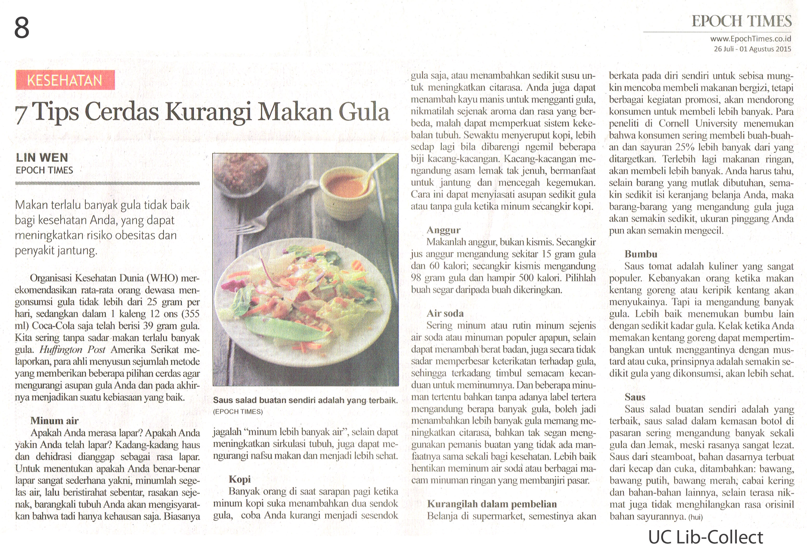 7 Tips Cerdas Kurangi Makan Gula Epoch Times 26 Juli 01 Agustus 2015