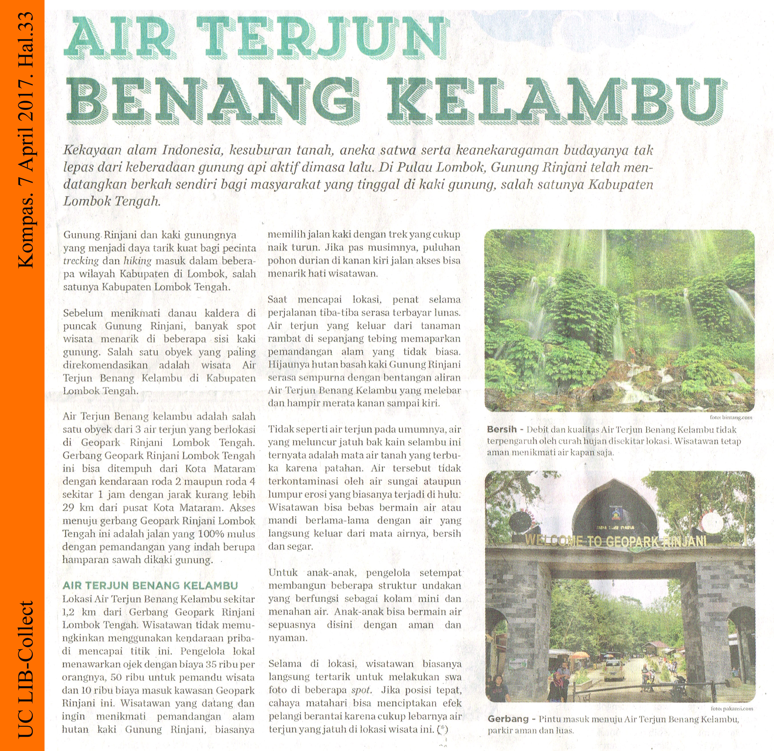 Air Terjun Benang Kelambu Kompas 7 April 2017 Hal 33 Jpg