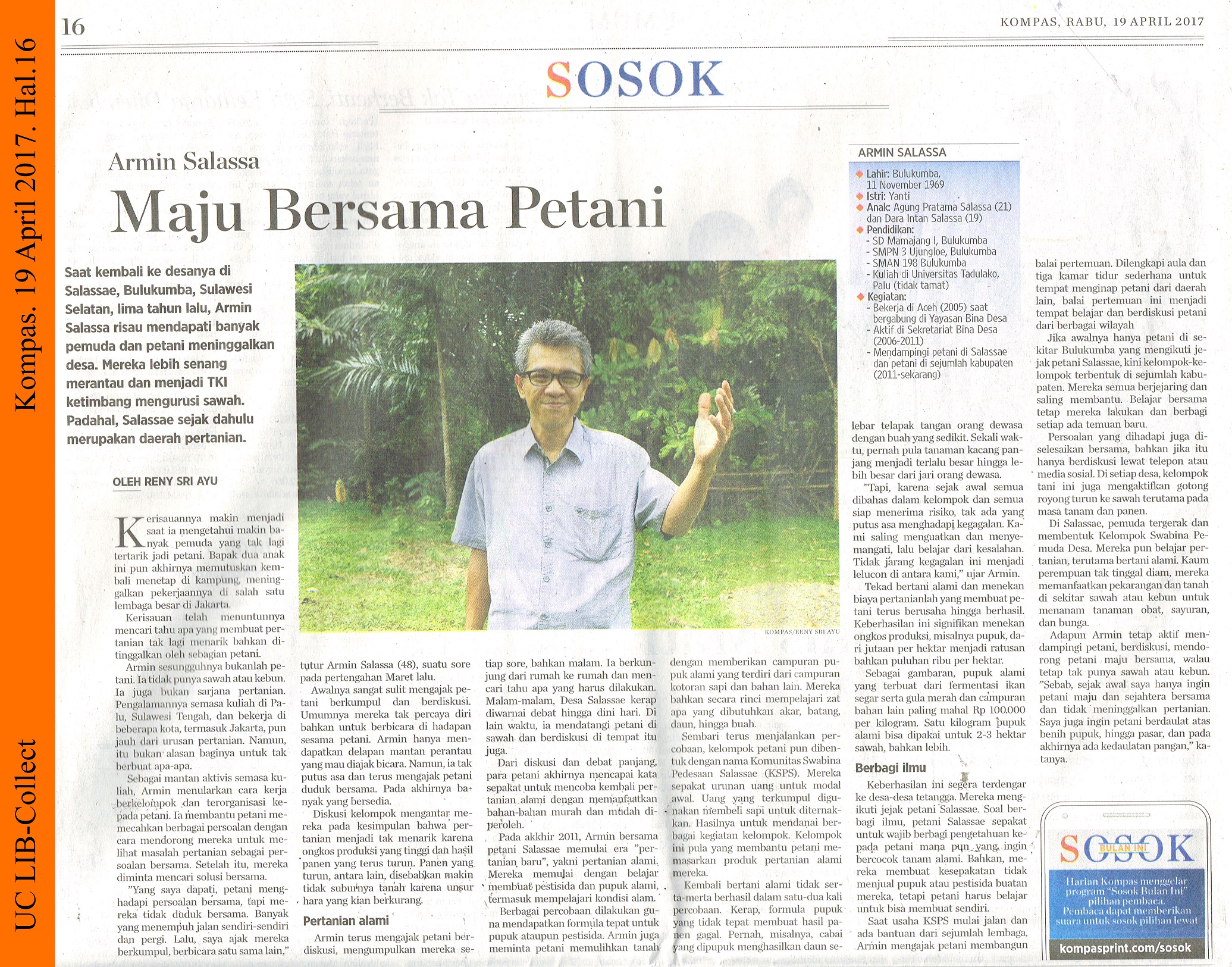 Armin Salassa_Maju Bersama Petani. Kompas. 19 April 2017. Hal.16