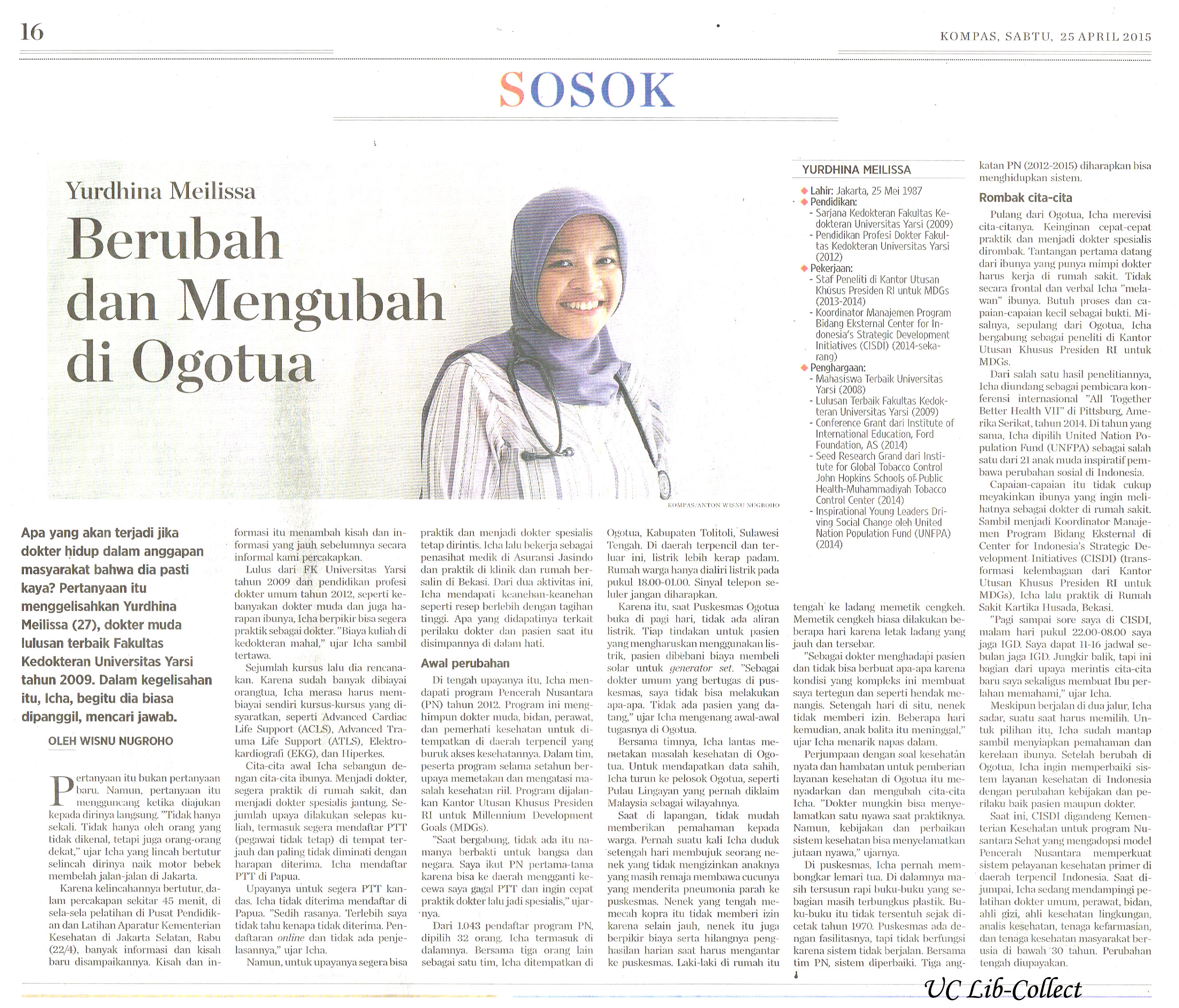 Berubah dan Mengubah di Ogotua Kompas 25 April 2015 Hal 16