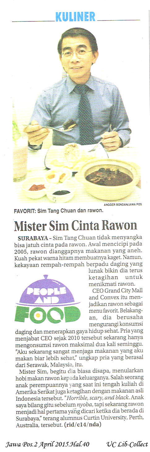 Mister Sim Cinta Rawon. Jawa Pos.2 April 2015.Hal.40