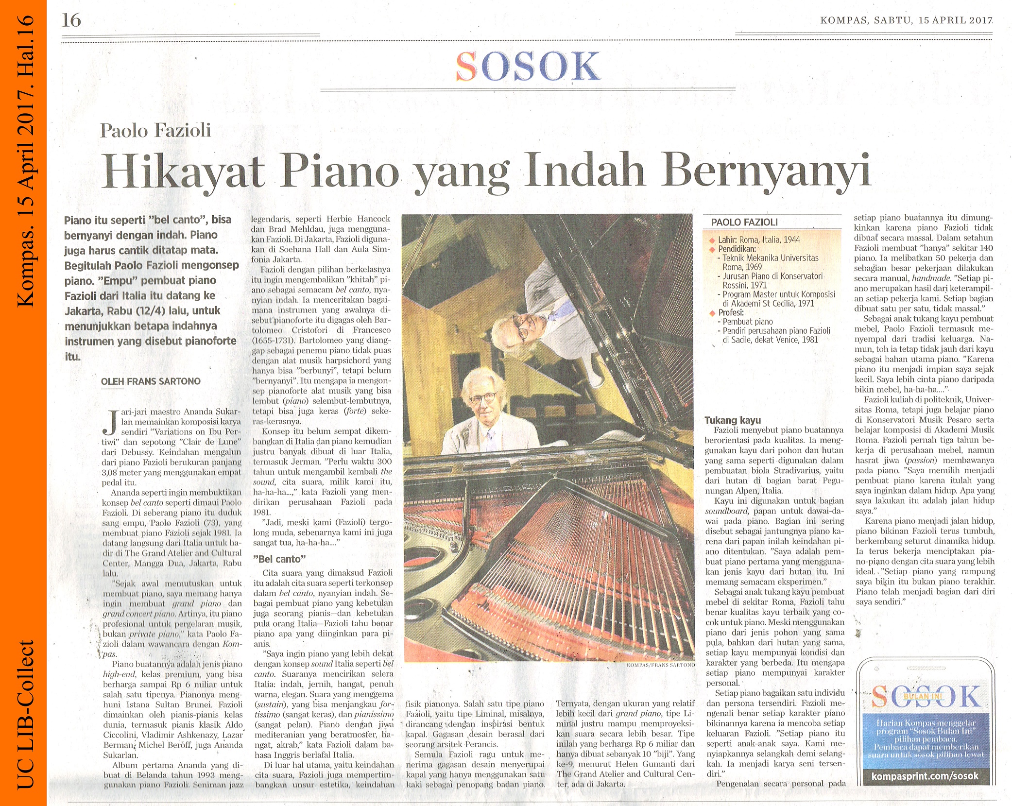 Paolo Fazioli_Hikayat Piano yang Indah Bernyanyi. Kompas. 15 April 2017. Hal.16