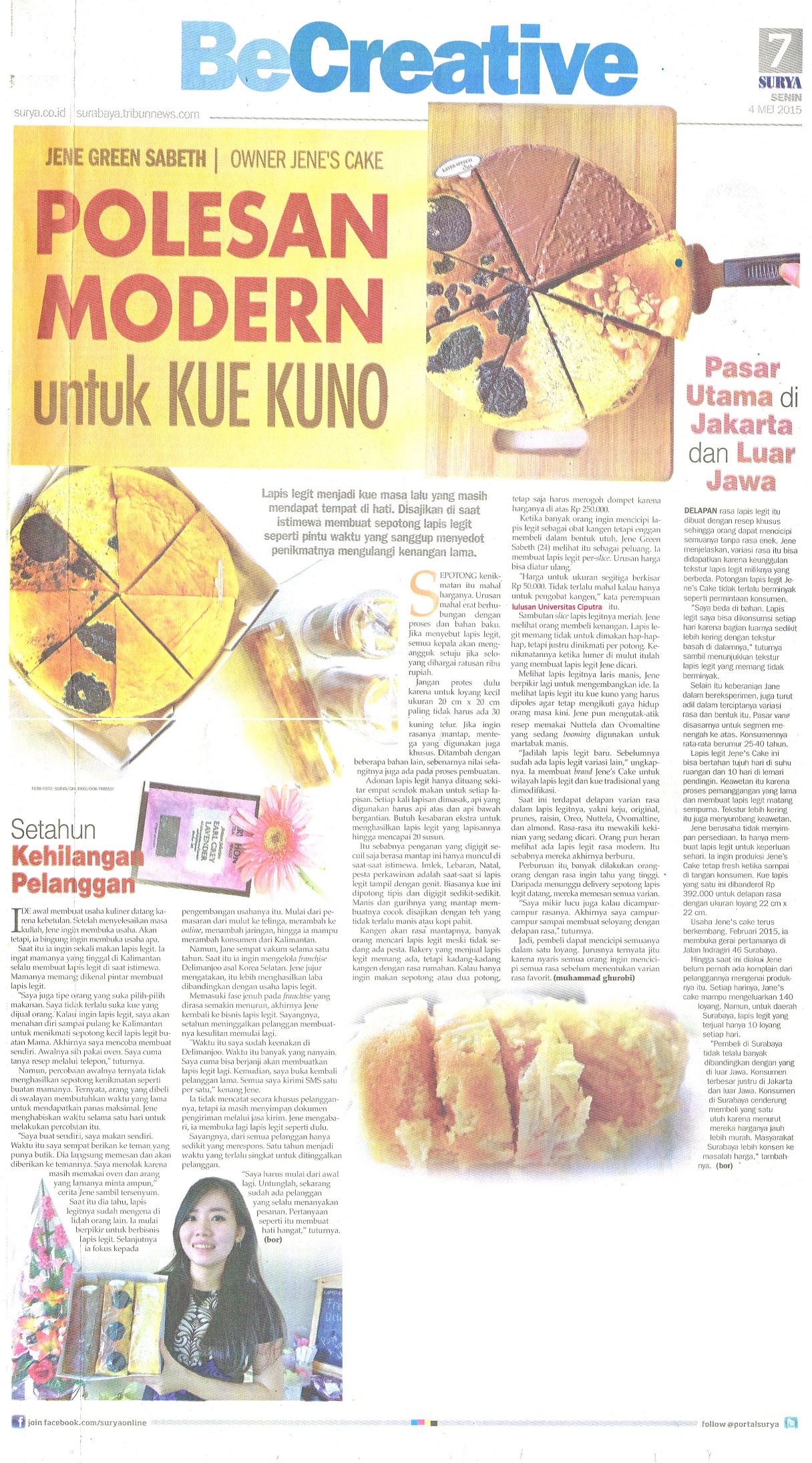 Polesan Modern untuk Kue Kuno. Surya. 4 Mei 2015.Hal.7