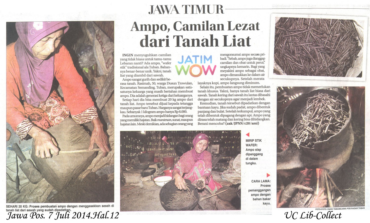 Ampo, Camilan Lezat dari Tanah Liat. Jawa Pos.7 Juli 2014.Hal.12