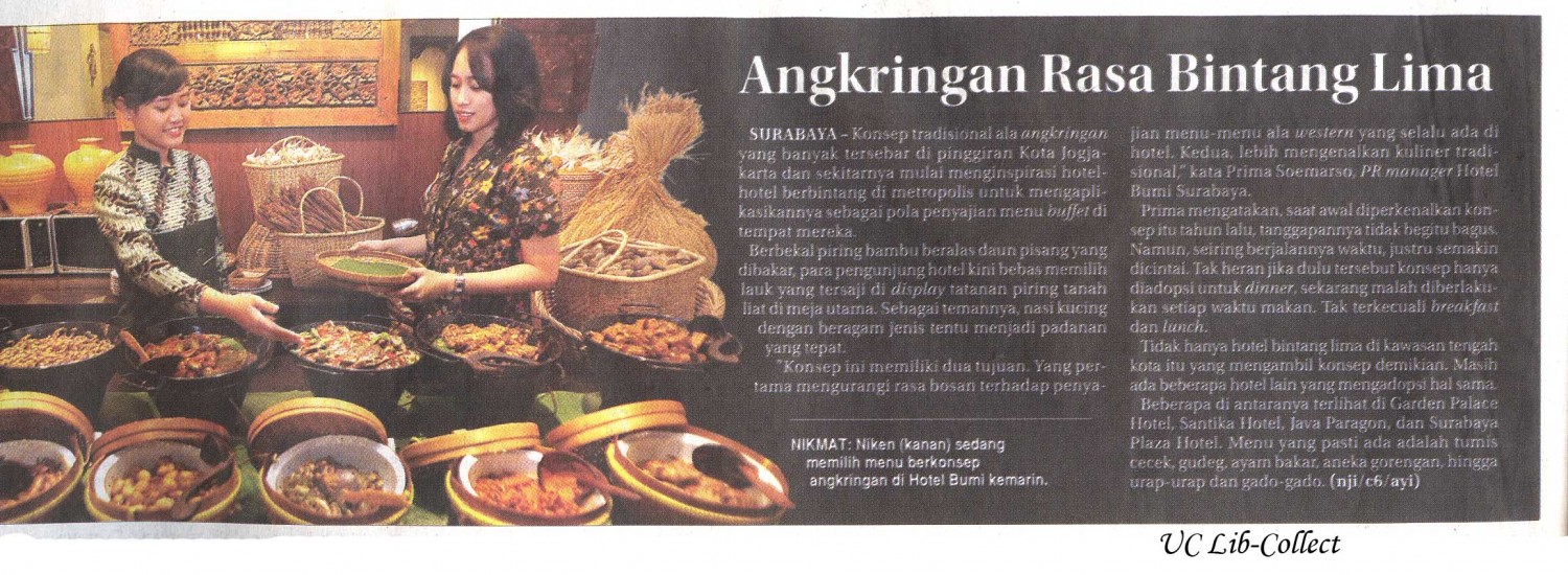 Angkringan Rasa Bintang Lima.Jawa Pos.4 Januari 2014.Hal.40