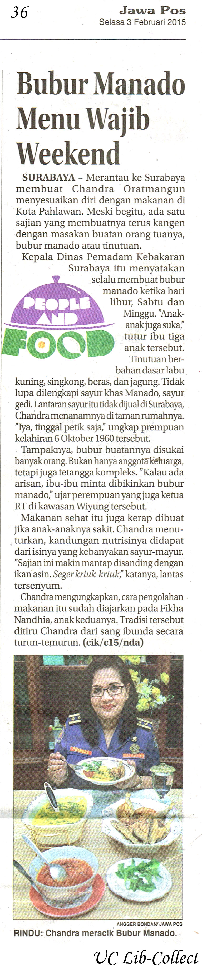 Bubur Manado Menu Wajib Weekend. Jawa Pos. 3 Februari 2015.Hal.36
