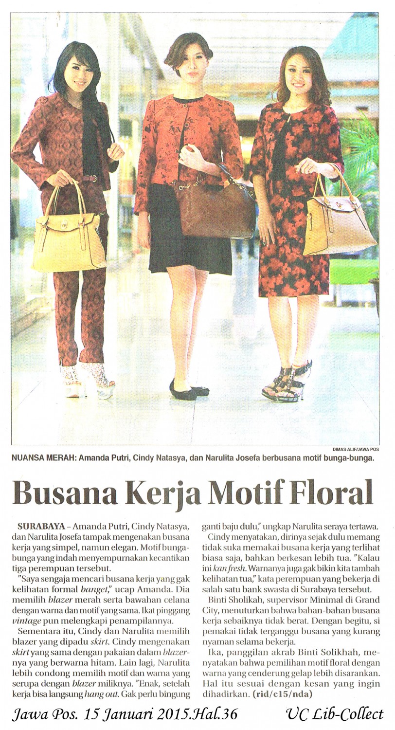 Busana Kerja Motif Floral. Jawa Pos. 15 Januari 2015.Hal.36