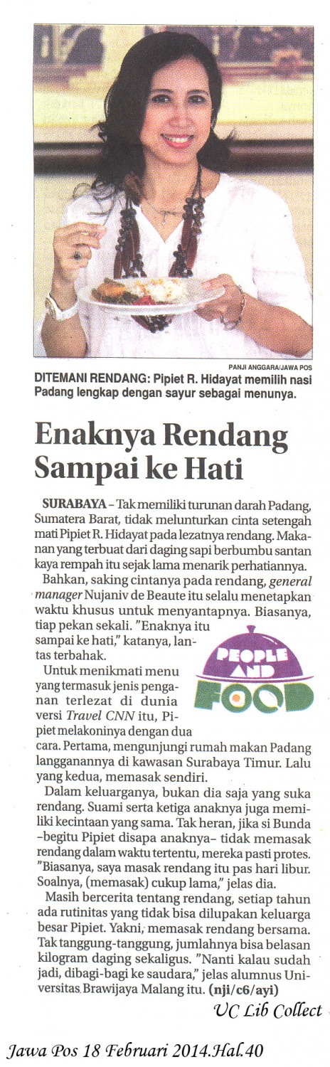 Enaknya Rendang Sampai ke Hati.Jawa Pos 18 Februari 2014.Hal.40