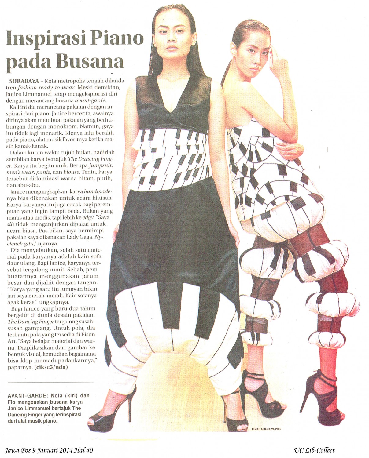 Inspirasi Piano pada Busana. Jawa Pos.9 Januari 2015.Hal.40
