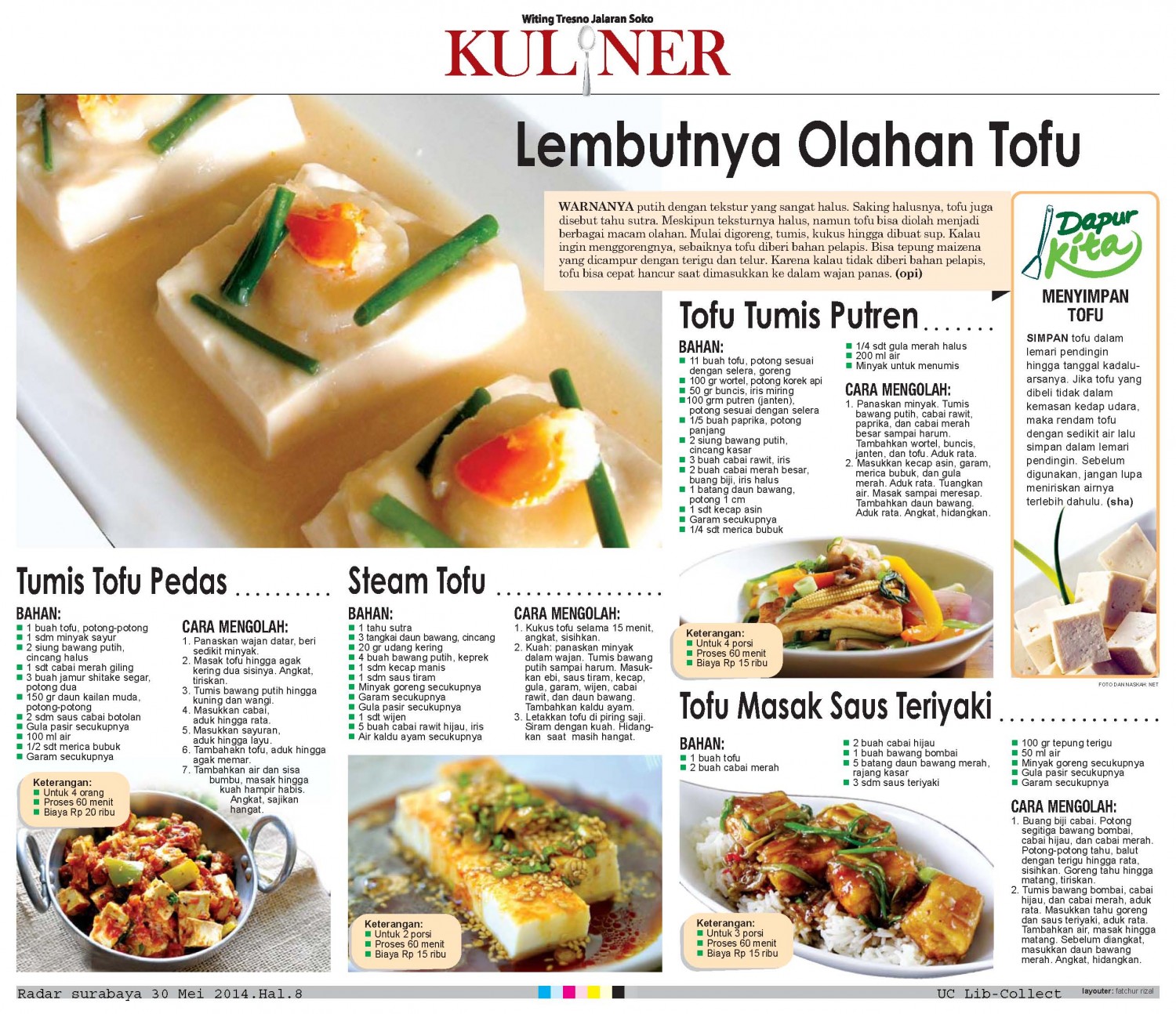 Lembutnya Olahan Tofu. Radar surabaya 30 Mei 2014.Hal.8.jpg