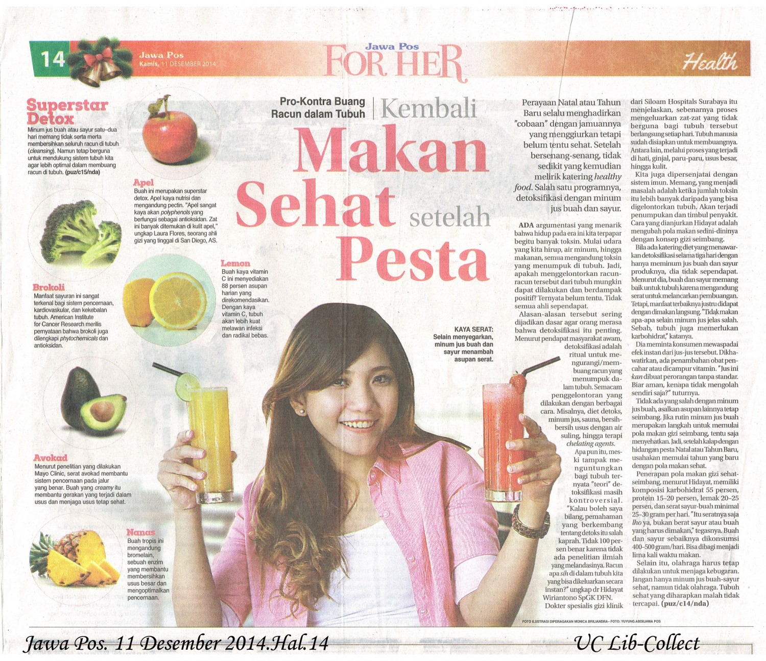 Makan Sehat Setelah Pesta. Jawa Pos. 11 Desember 2014.Hal.14