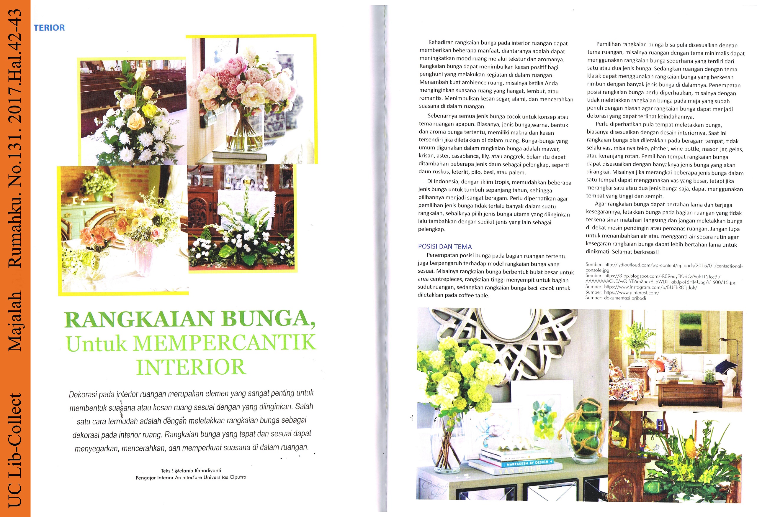 Melania Rahadiyanti INA Rangkaian Bunga Untuk Mempercantik Interior Majalah Rumahku No