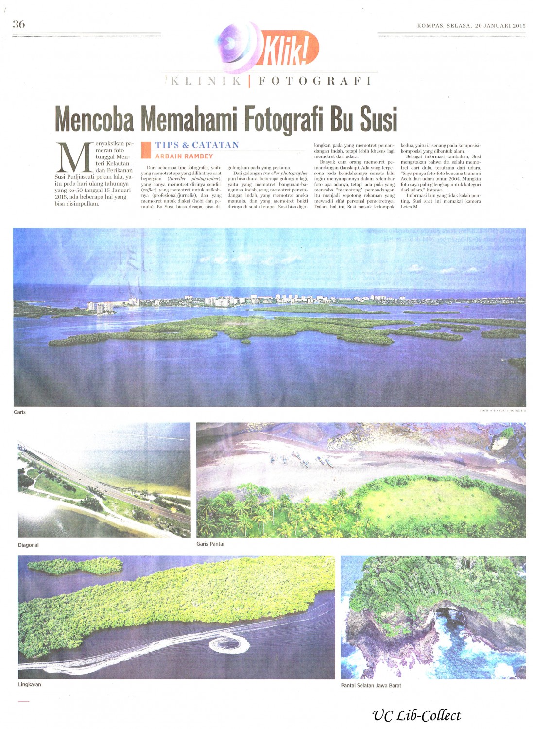 Mencoba Memahami Fotografi Bu Susi. Kompas.20 Januari 2015.Hal.36