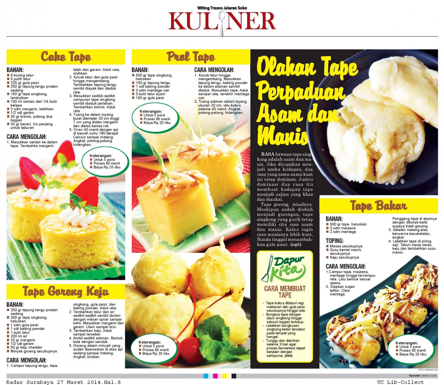 Olahan Tape Perpaduan asam dan Manis.Radar Surabaya 27 Maret 2014.Hal.8