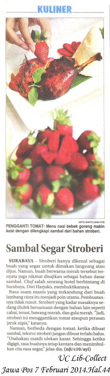 Sambal Segar Stroberi.Jawa Pos 7 Februari 2014.Hal.44