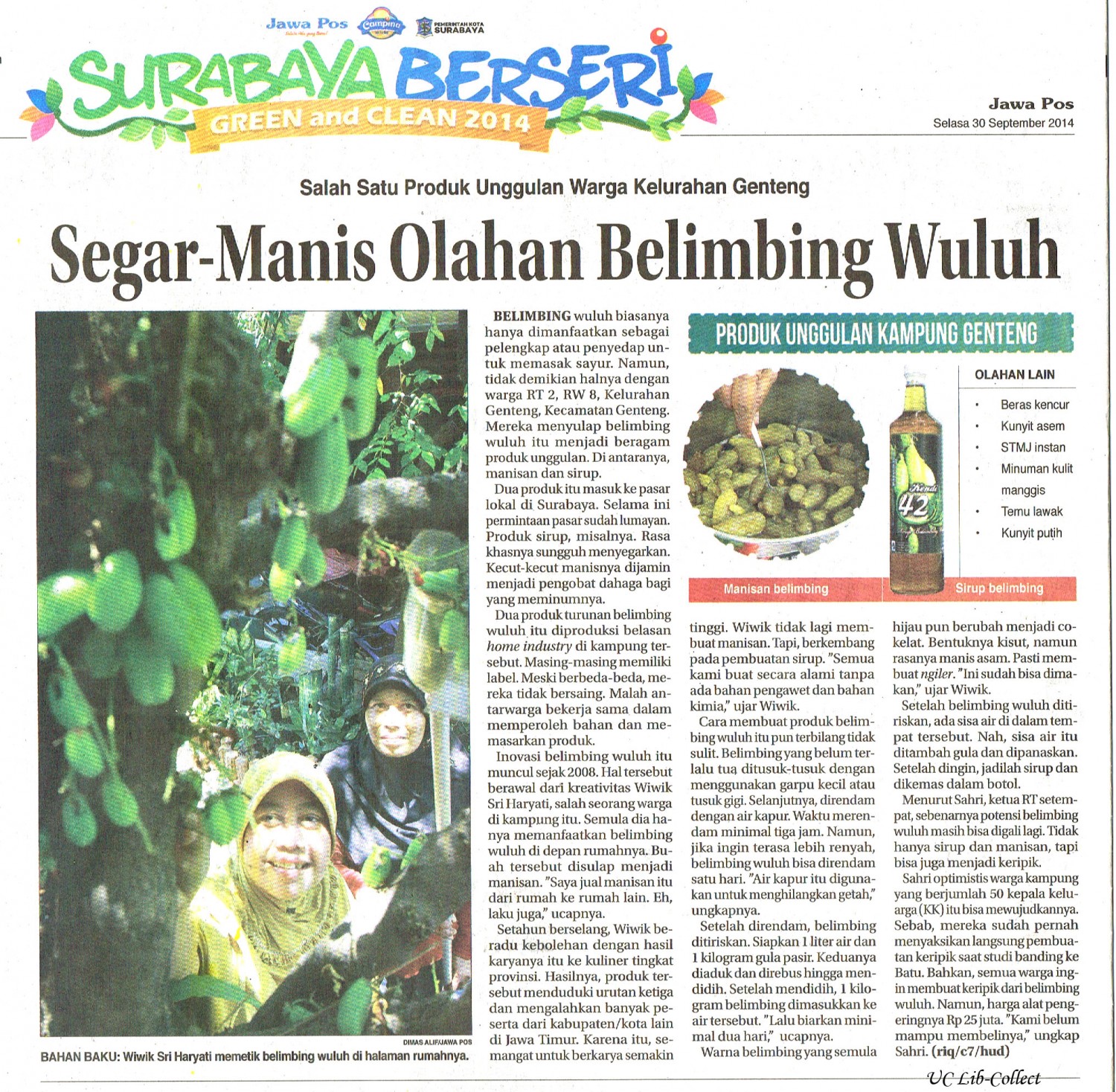 Segar Manis Olahan Belimbing Wuluh.Jawa Pos.30 September 2014.Hal.40