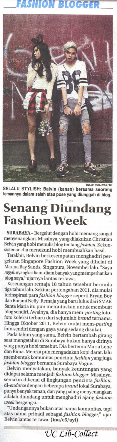 Senang Diundang Fashion Week.Jawa Pos 1 Januari 2014.HAl.32