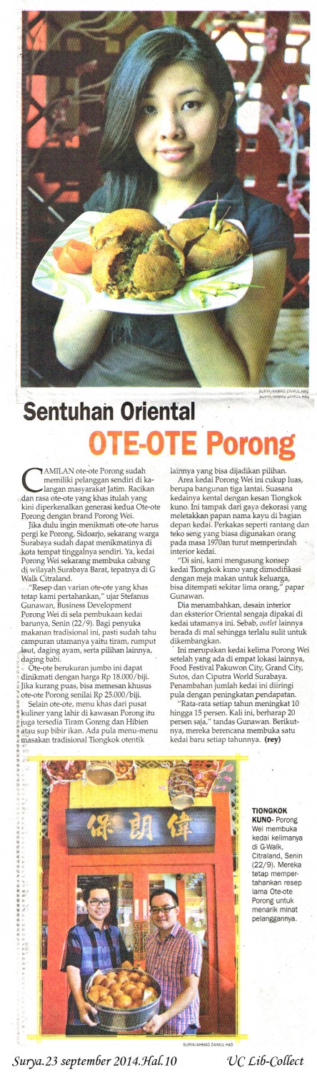 Sentuhan Oriental Ote-Ote Porong.Surya.23 september 2014.Hal.10