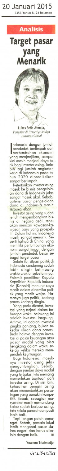 Target Pasar yang Menarik. Kontan 20 Januari 2015.Hal.1