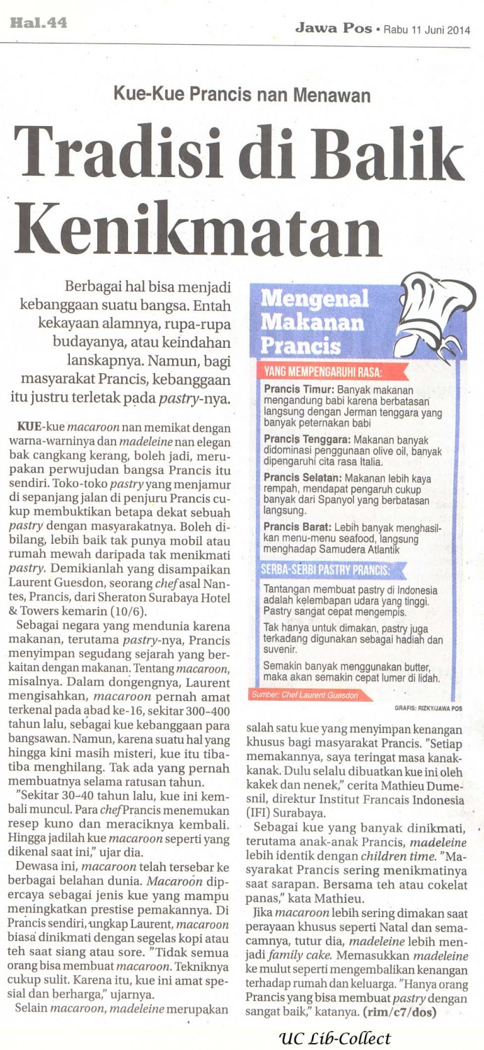 Tradisi di Balik Kenikmatan.Jawa Pos.11 Juni 2014.Hal.44
