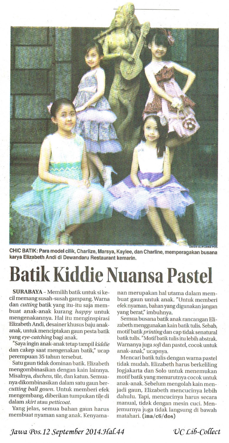 Batik Kiddie Nuansa Pastel. Jawa Pos.12 September 2014.Hal.44
