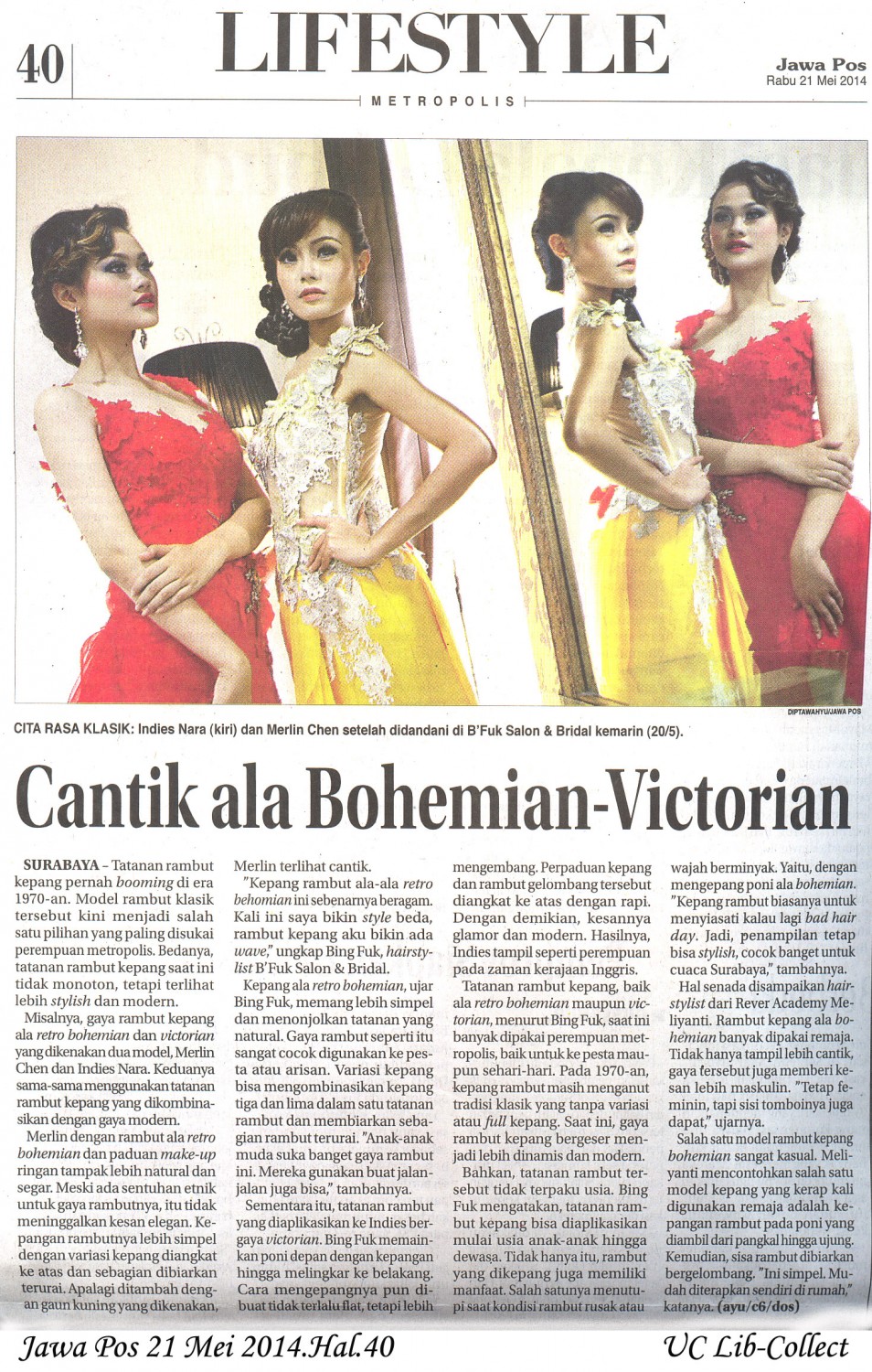 Cantik ala Bohemian Victorian.Jawa Pos 21 Mei 2014.Hal.40