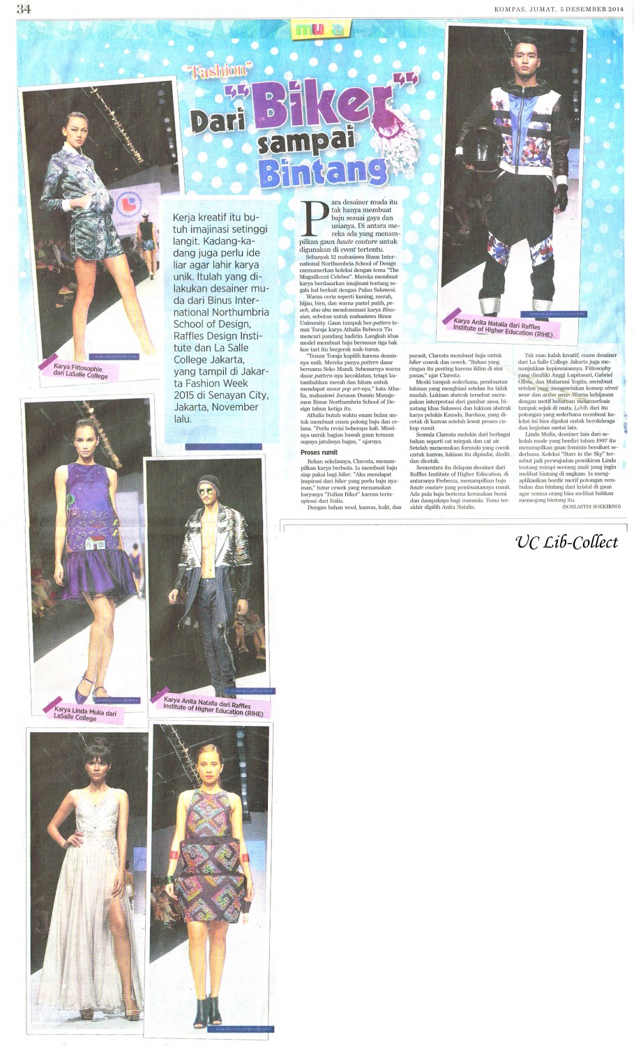 Dari Biker Sampai Bintang. Kompas. 5 Desember 2014.Hal.34