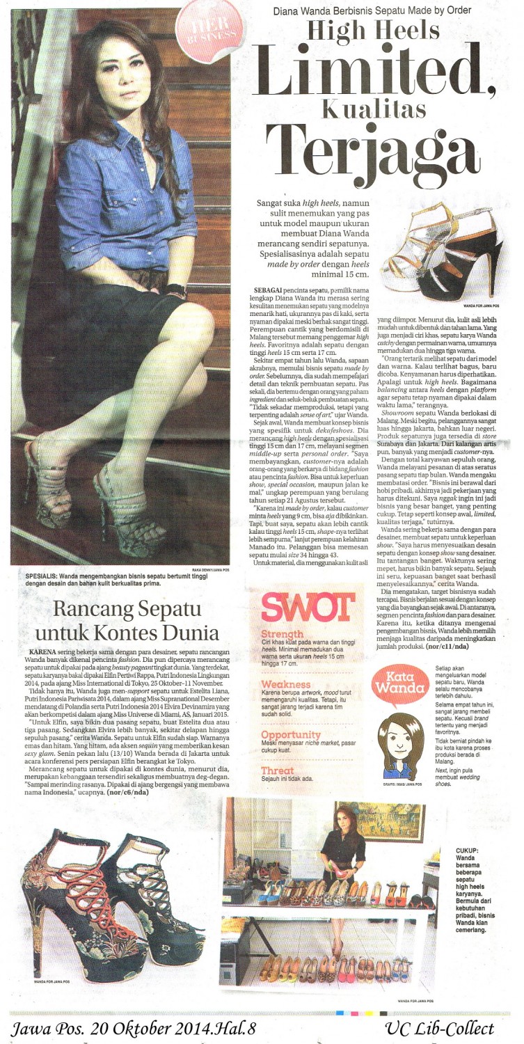 High Heels Limited Kualitas Terjaga. Jawa Pos. 20 Oktober 2014.Hal.8