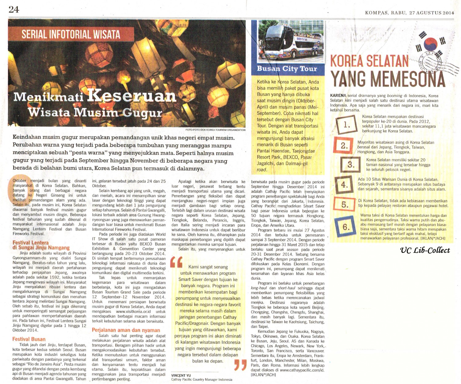 Korea Selatan yang Memesona. Kompas.27 Agustus 2014.Hal.24