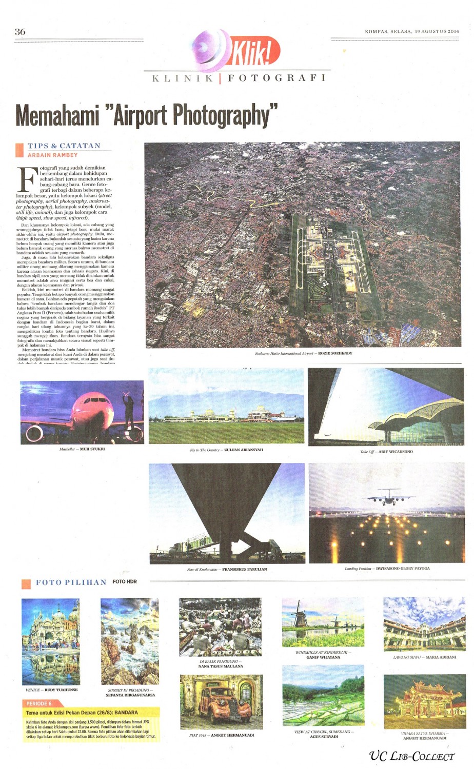 Memahami Airport Photography.Kompas.19 Agustus 2014.Hal.36