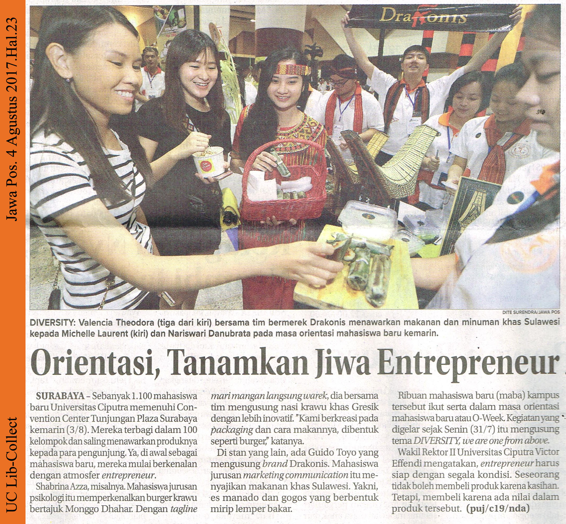 Orientasi Tanamkan Jiwa Entrepreneur Jawa Pos 4 Agustus 2017 Hal 23