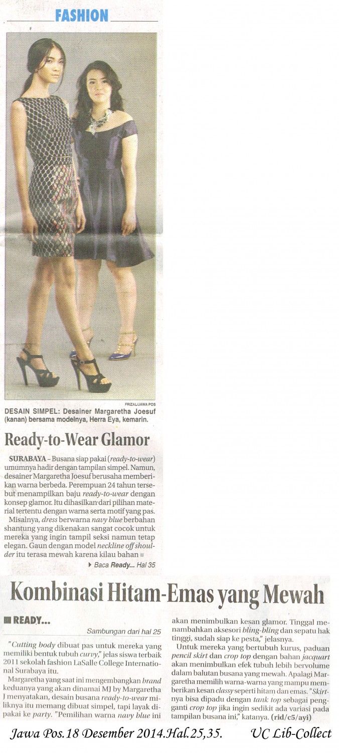 Ready to Wear Glamor. Jawa Pos.18 Desember 2014.Hal.25,35.