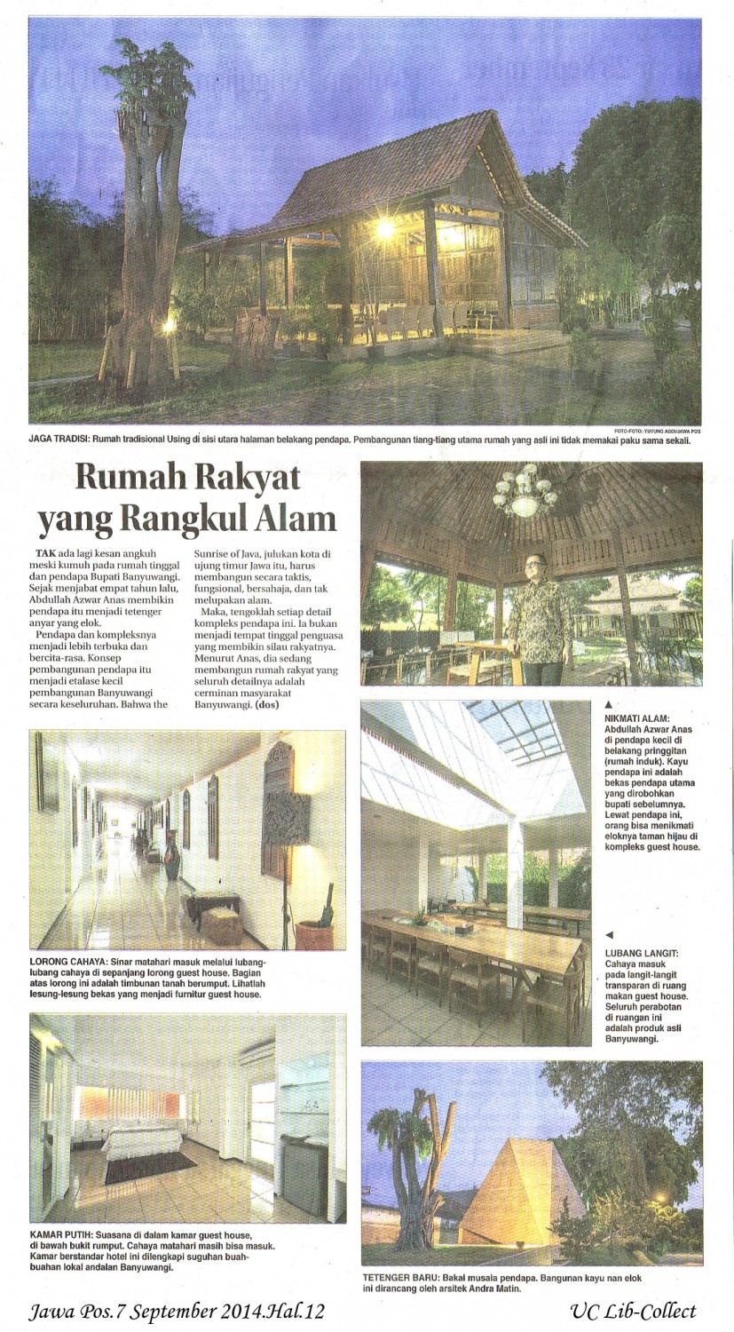 Rumah Rakyat yang Rangkul Alam. Jawa Pos.7 September 2014.Hal.12