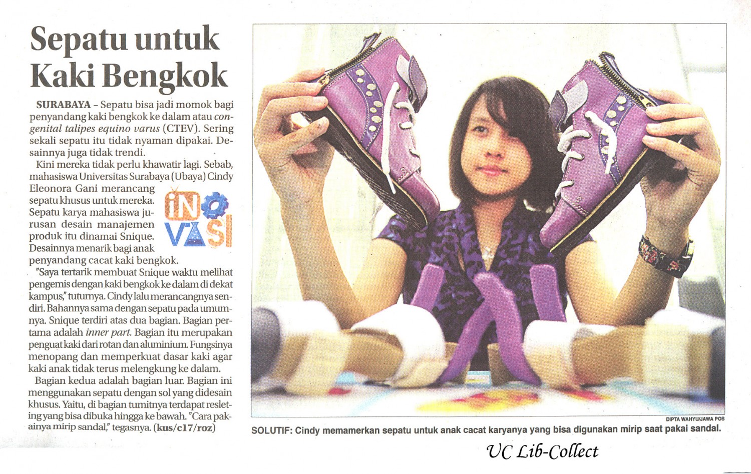 Sepatu Untuk Kaki Bengkok.Jawa Pos 6 Februari 2014.Hal.30