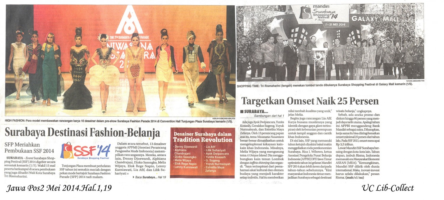 Surabaya Destinasi Fashion,Belanja.Jawa Pos.2 Mei 2014.Hal.1,19