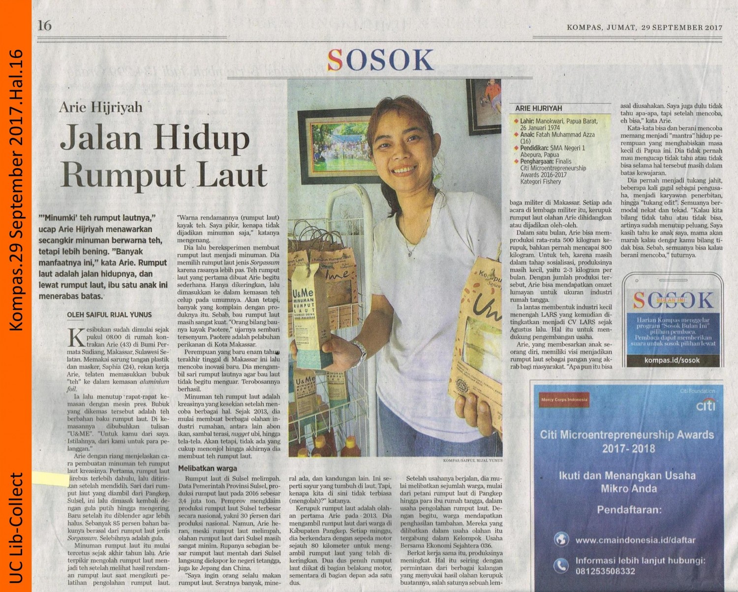 Arie Hijriyah_Jalan Hidup Rumput Laut. Kompas. 29 September 2017. Hal. 16 001-page-001