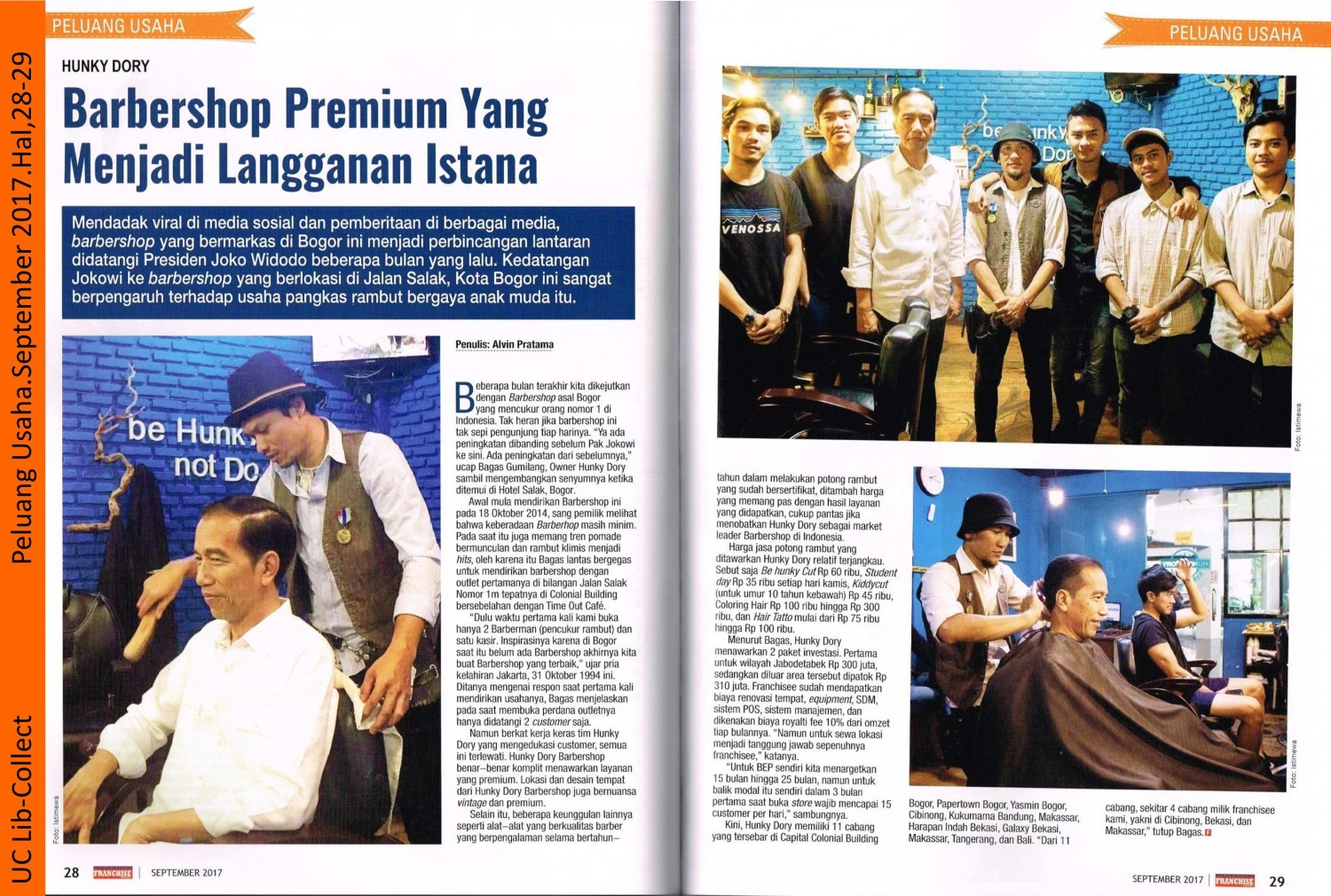 Barbershop Prenium Yang Menjadi Langganan Istana. Peluang Usaha. September 2017. Hal. 28,29 001-page-001