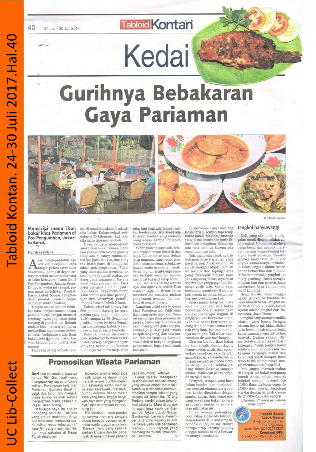 Fransiska Firlana_Gurihnya Bebakaran Gaya Pariaman.Tabloid Kontan.24-30 Juli 2017.Hal 40-page-001