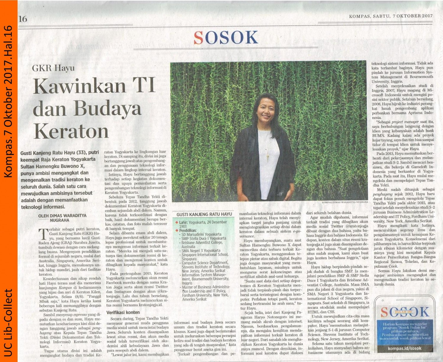 GKR Hayu_Kawinkan Ti dan Budaya Keraton.Kompas.7 Oktober 2017.Hal.16 001-page-001