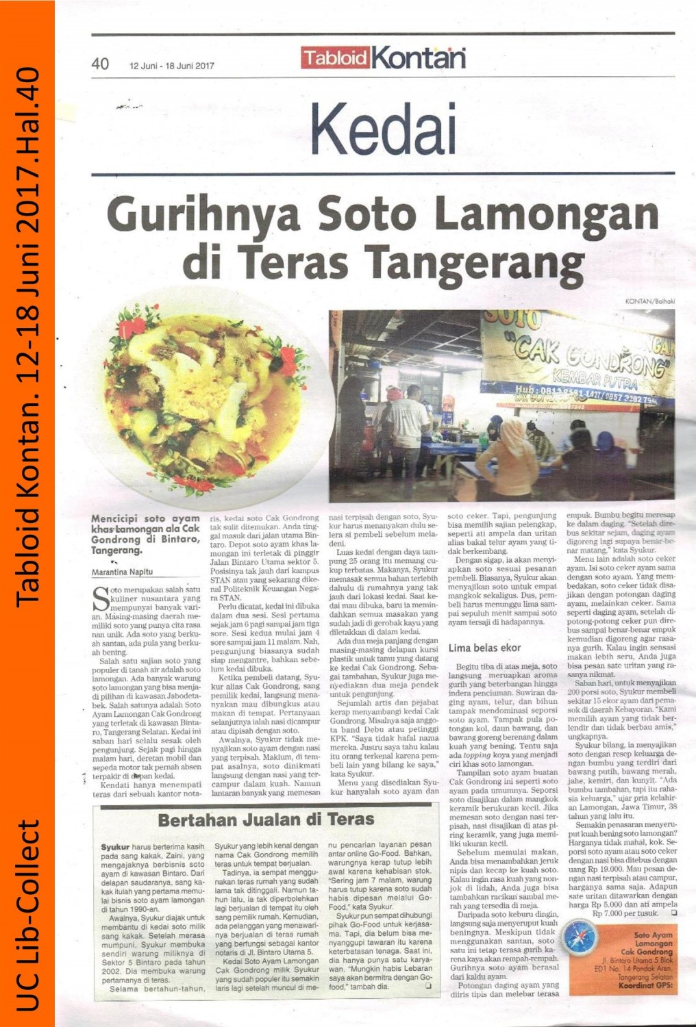 Gurihnya Soto Lamongan di Teras Tangerang.Tabloid Kontan.12 Juni-18 Juni 2017. Hal 40 001-page-001