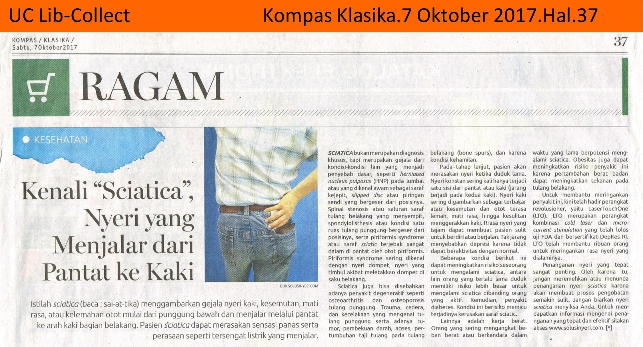 Kenali Sciatica Nyeri yang Menjalar dari Pantat ke Kaki Kompas Klasika 7 Oktober 2017