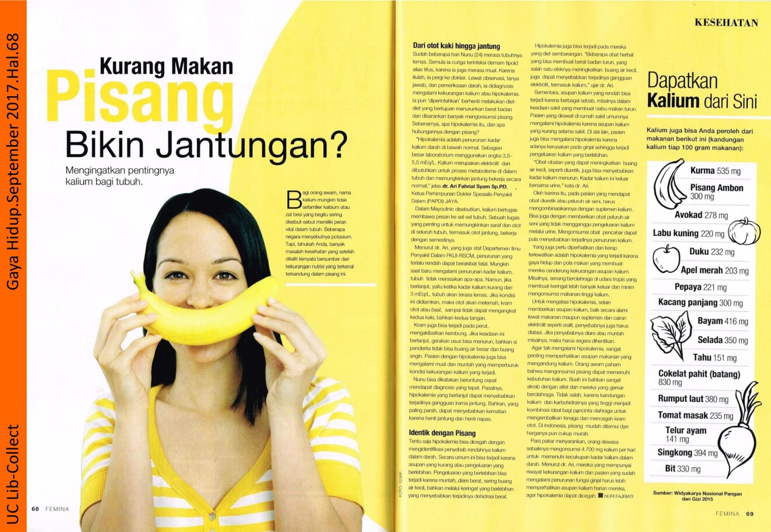 Kurang makan Pisang Bikin Jantungan. Gaya Hidup. September 2017. Hal. 68 001-page-001